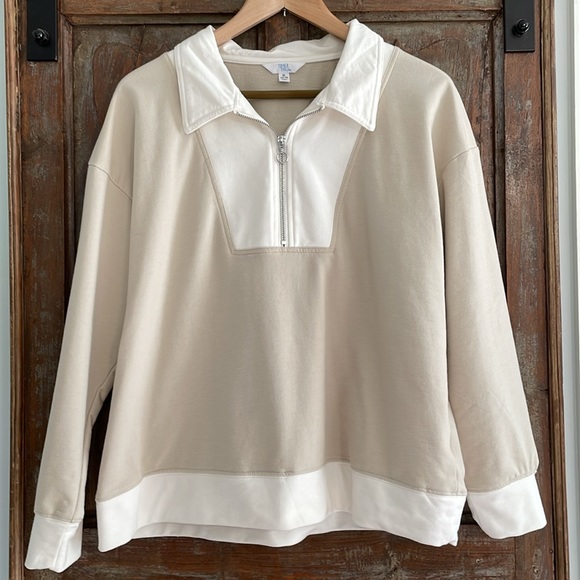 Time and Tru Tan and Cream 1/4 Zip Top Size XL - Picture 1 of 9